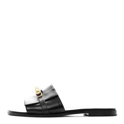 Hermes Calfskin Giulia Sandals 40.5 Black 1 of 8