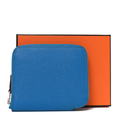Hermes Epsom Silk'In Compact Wallet Bleu Zanzibar 8 of 8