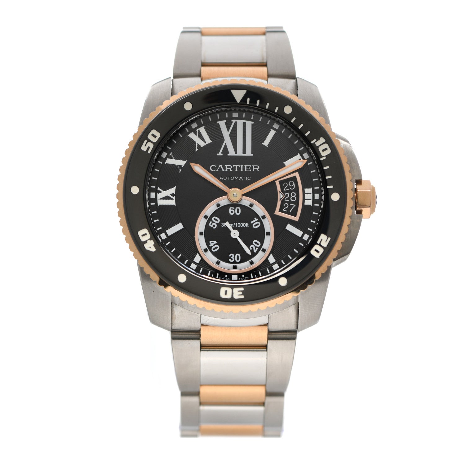 Cartier Stainless Steel 18K Pink Gold 42mm Calibre de Cartier Automatic Watch Black 1 of 5
