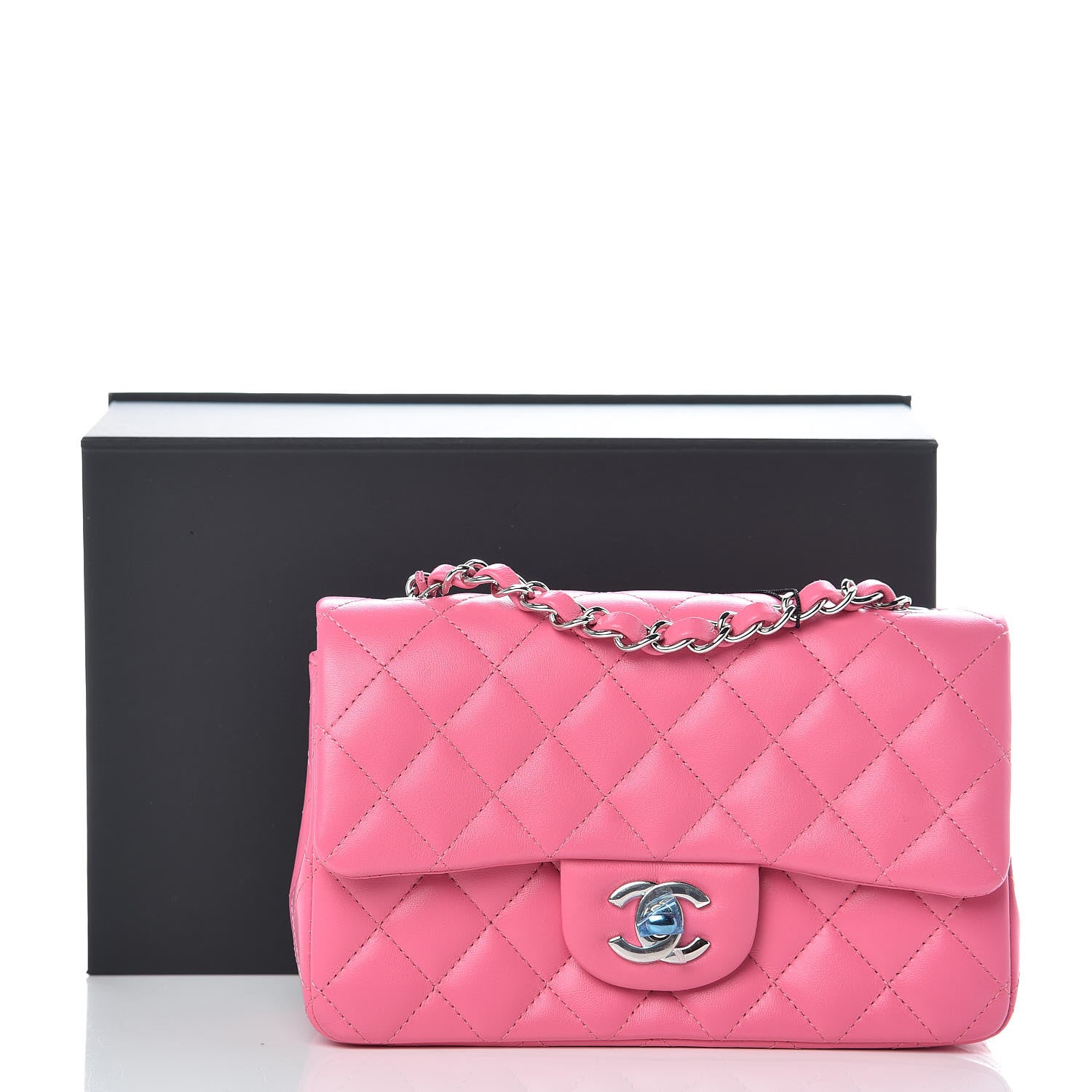 Chanel Lambskin Quilted Mini Rectangular Flap Pink 10 of 10