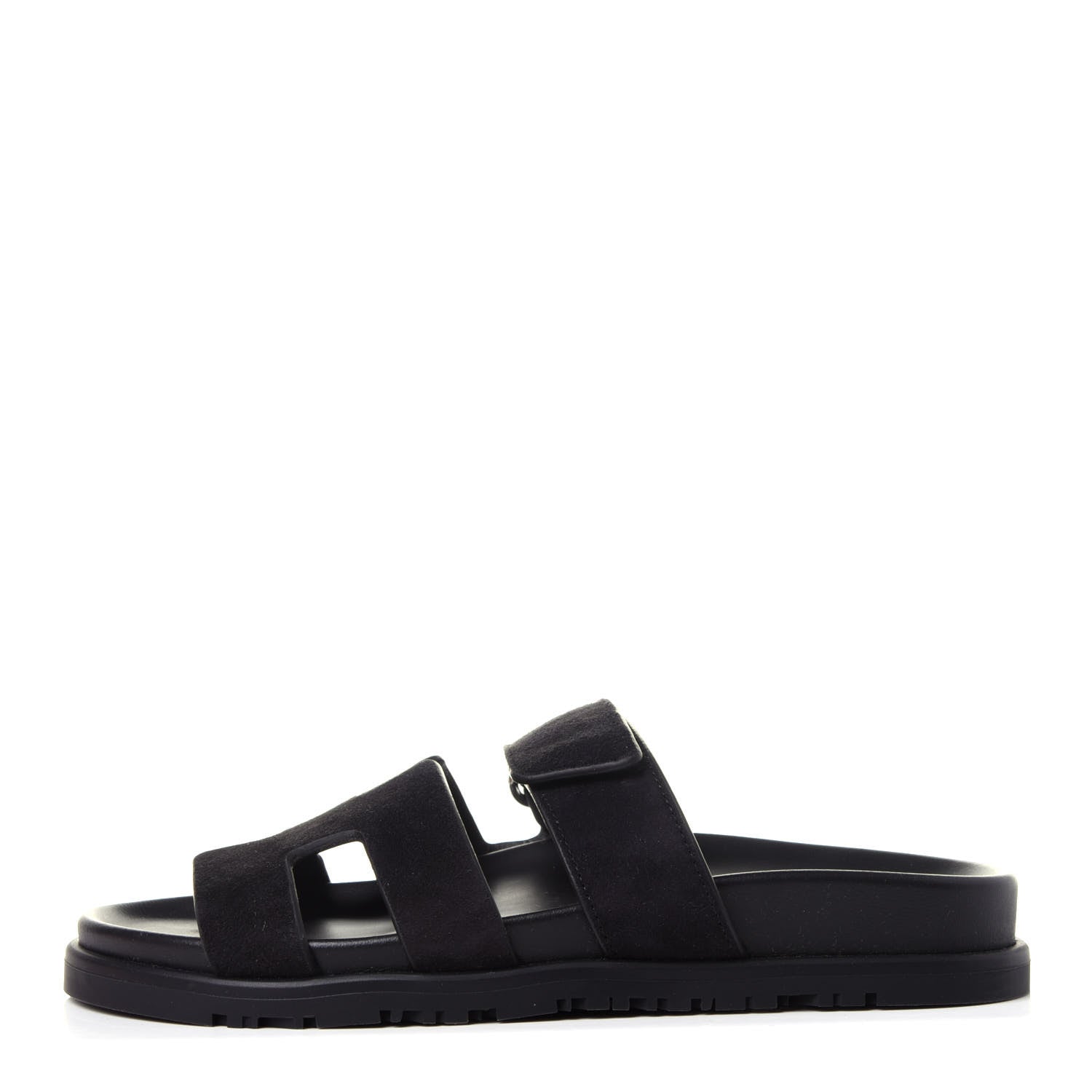 Hermes Suede Goatskin Womens Chypre Sandals 36 Black 1 of 11