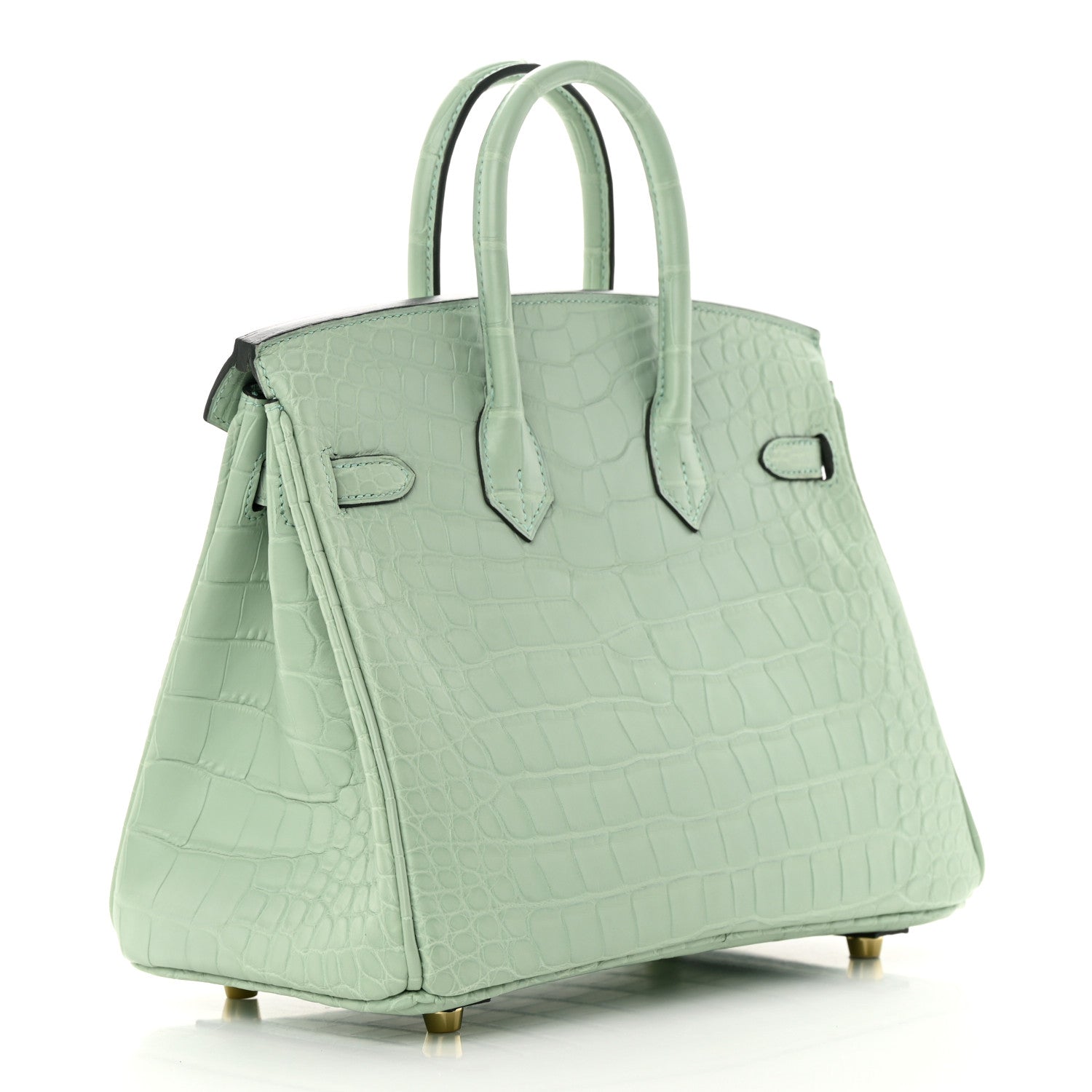 Hermes Matte Alligator Birkin 25 Vert D'eau 3 of 12
