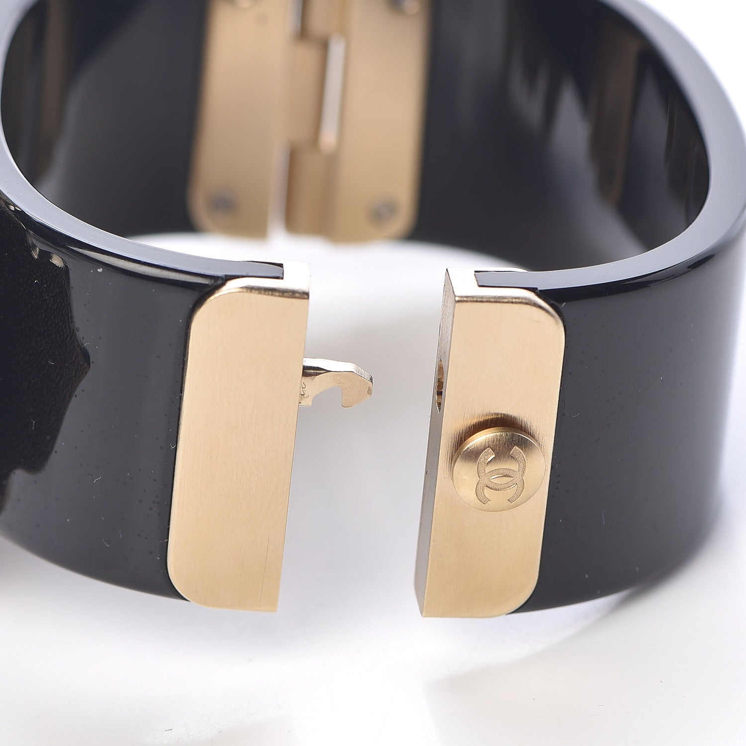 Chanel Resin Crystal CC Cuff Black 5 of 5