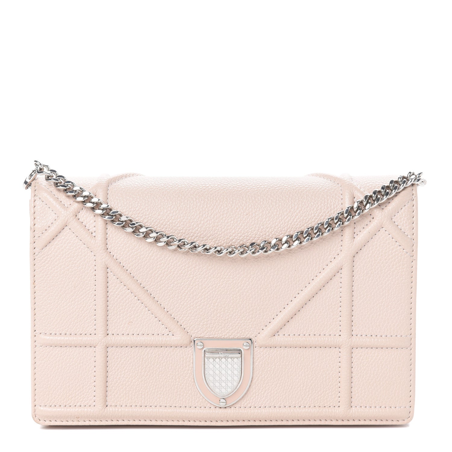 Christian Dior Grained Calfskin Diorama Wallet on Chain Pouch Nude 1 of 9