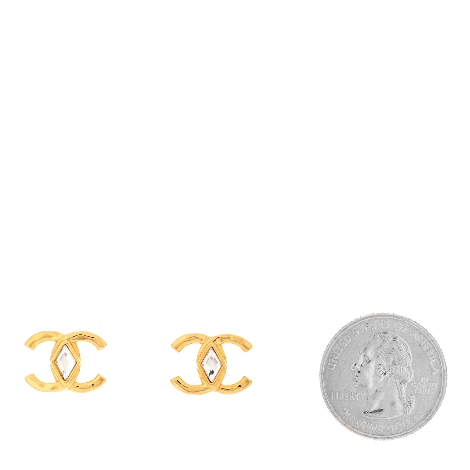 Chanel Metal Crystal CC Marquise Earrings Gold 2 of 5