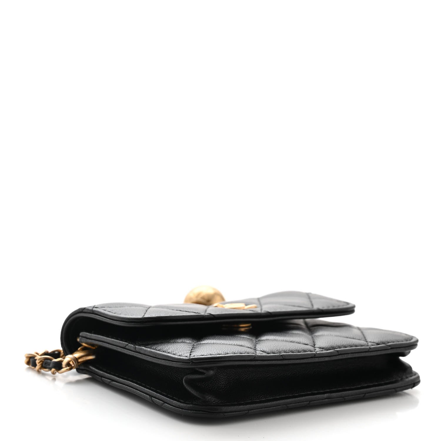 Chanel Lambskin Quilted Pearl Crush Clutch With Chain Black 4 of 12