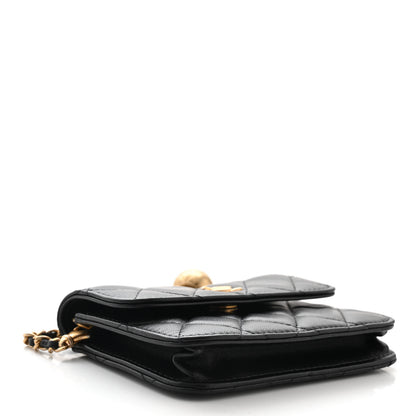 Chanel Lambskin Quilted Pearl Crush Clutch With Chain Black 4 of 12