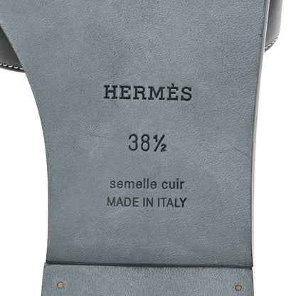 Hermes Box Calfskin Oran Sandals 38.5 Black 6 of 8