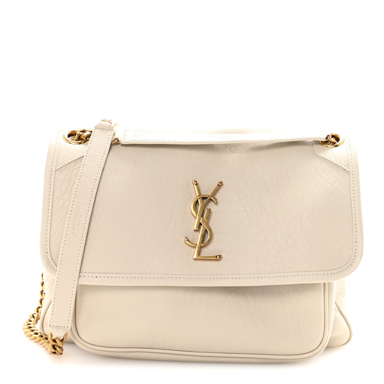 Saint Laurent Grained Lambskin Monogram Medium Niki Chain Satchel Crema Soft 1 of 10