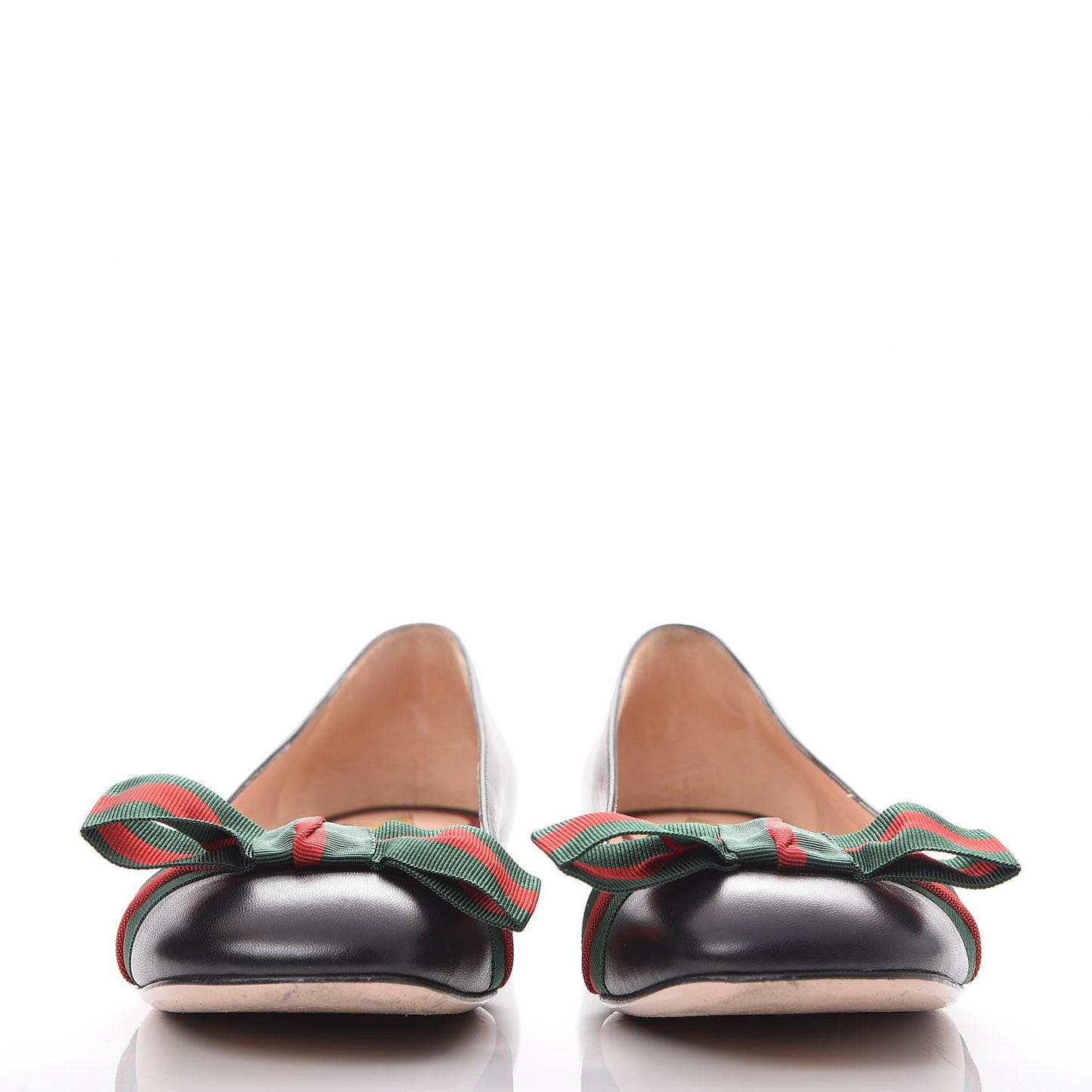 Calfskin Web Bow Ballerina Flats 38 Black