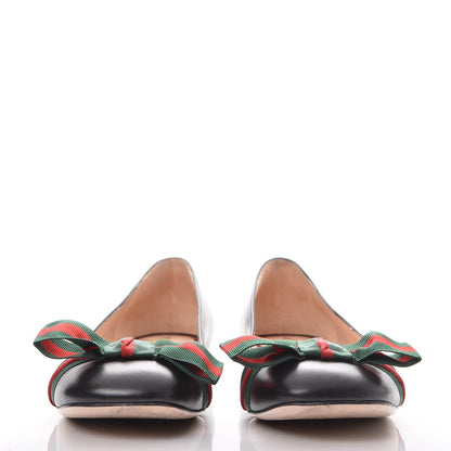 Gucci Calfskin Web Bow Ballerina Flats 38 Black 3 of 10