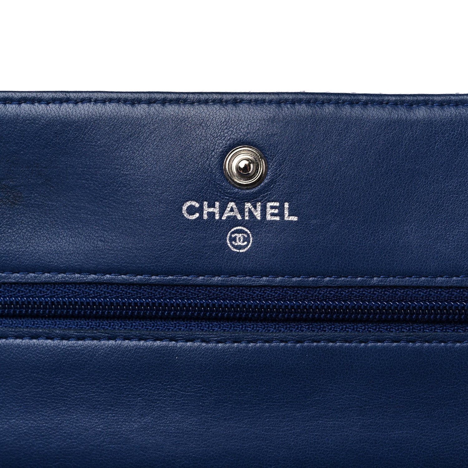 Chanel Perforated Lambskin Quilted Wallet On Chain WOC Blue 6 of 17