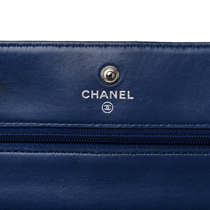 Chanel Perforated Lambskin Quilted Wallet On Chain WOC Blue 6 of 17