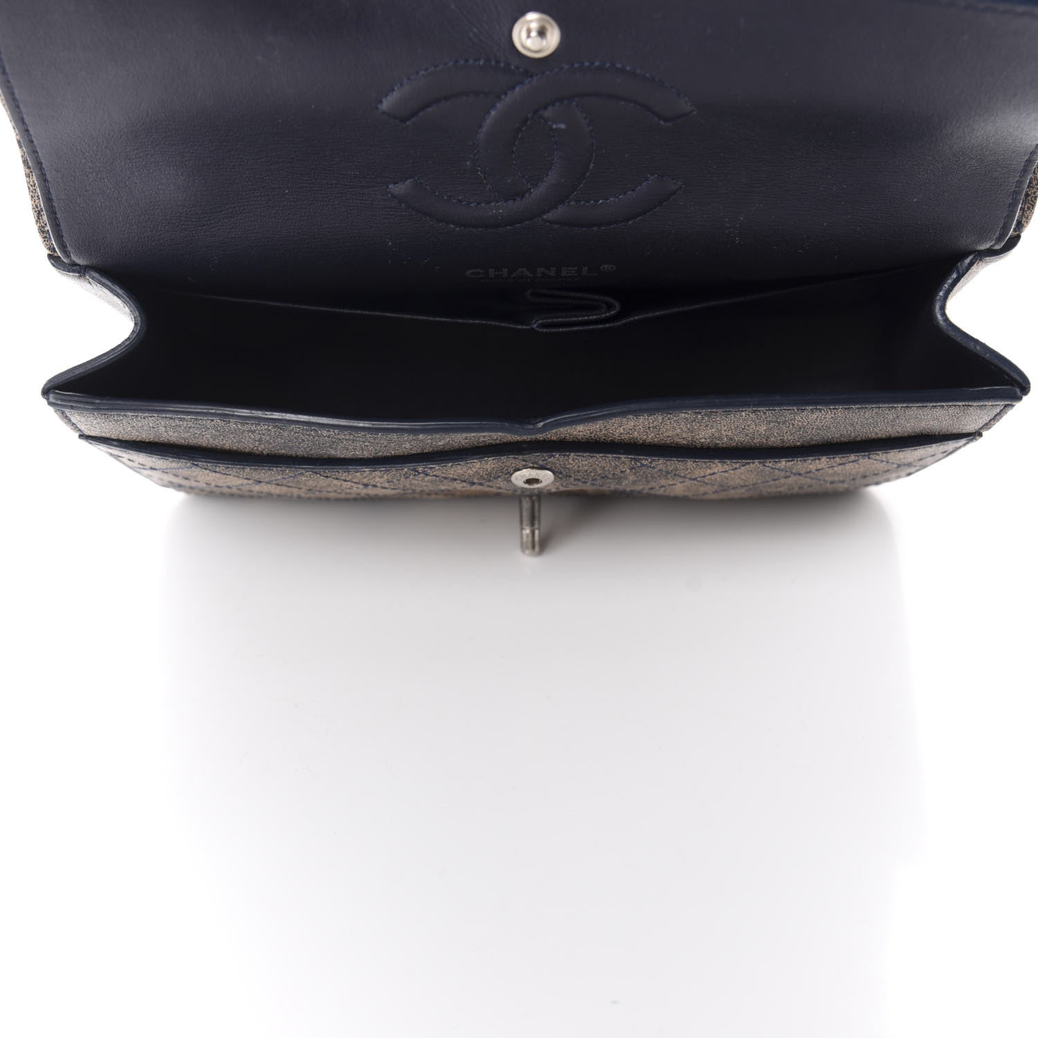 Chanel Calfskin Stitched Jumbo Double Flap Brown Blue 5 of 10
