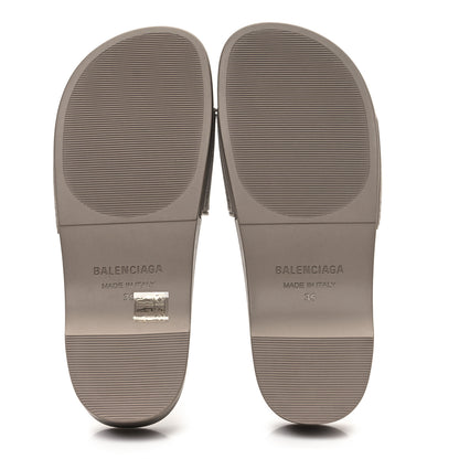 Balenciaga Rubber Allover Logo Womens Pool Wedge Slide Sandals 35 Dark Mink 6 of 8