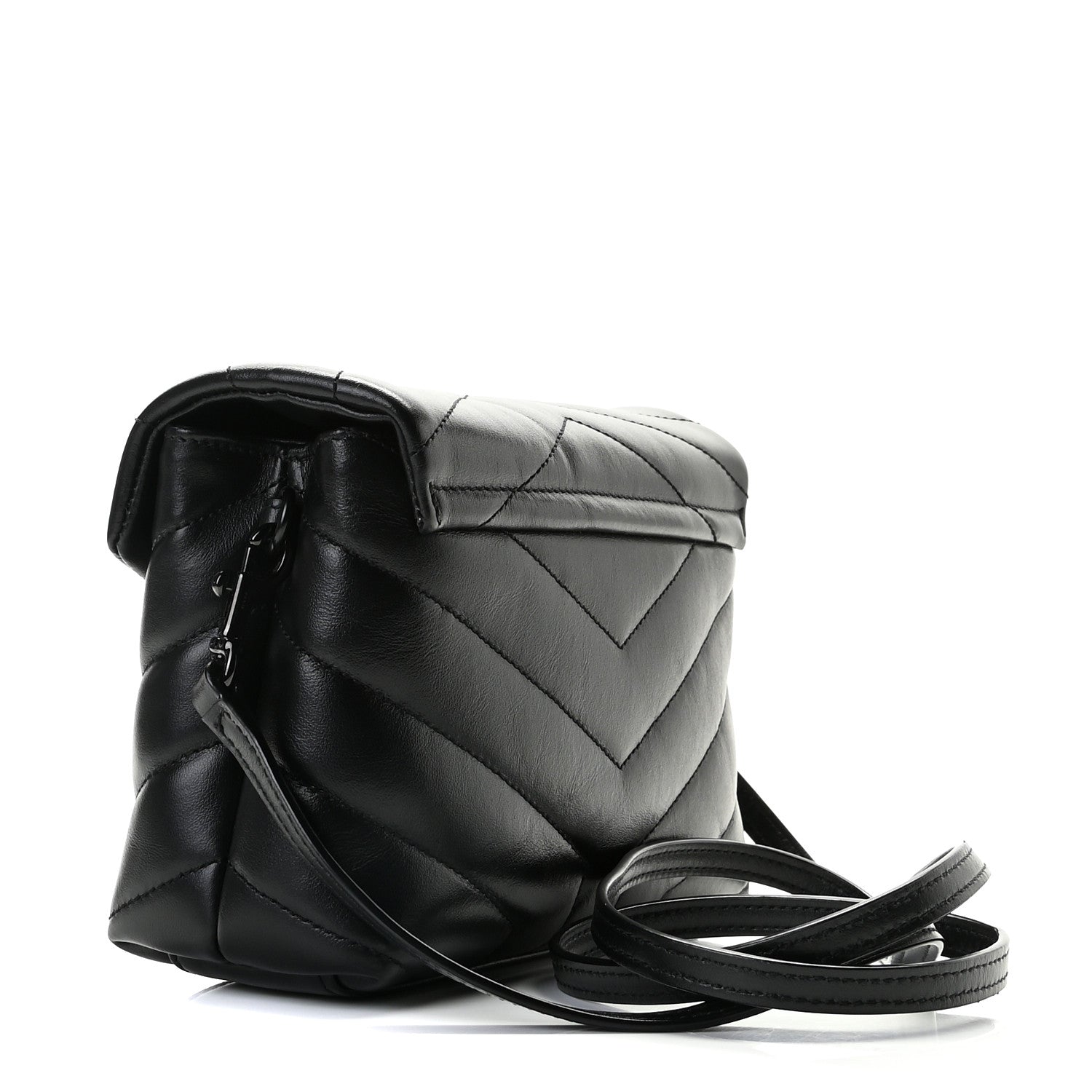 Saint Laurent Calfskin Y Quilted Monogram Toy Loulou Crossbody Bag Black 3 of 12