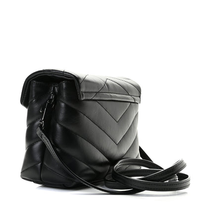 Saint Laurent Calfskin Y Quilted Monogram Toy Loulou Crossbody Bag Black 3 of 12
