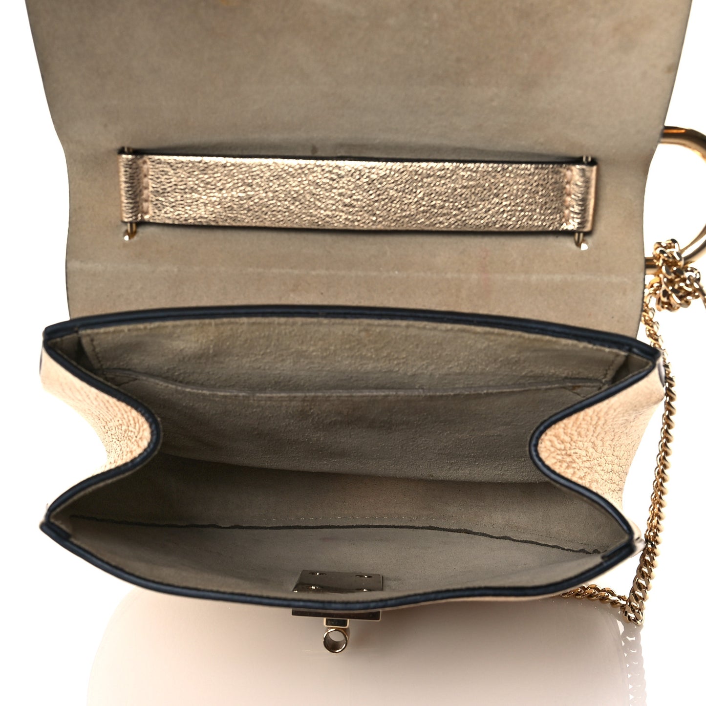 Metallic Goatskin Mini Drew Shoulder Bag Pale Gold