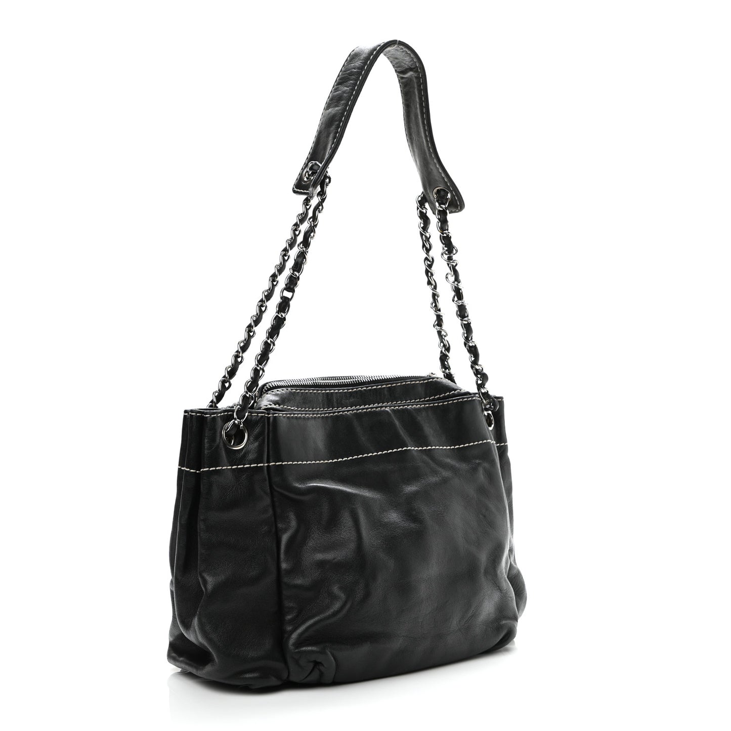 Lambskin Lax Accordion Hobo Black