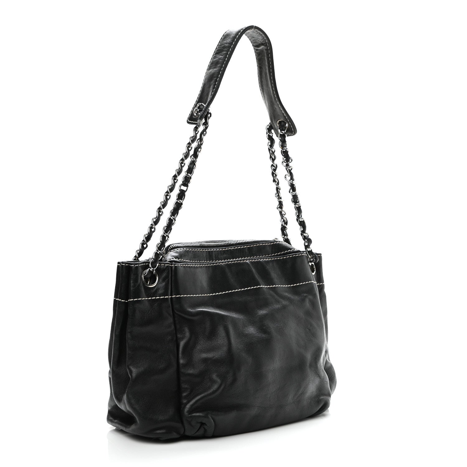 Chanel Lambskin Lax Accordion Hobo Black 2 of 10