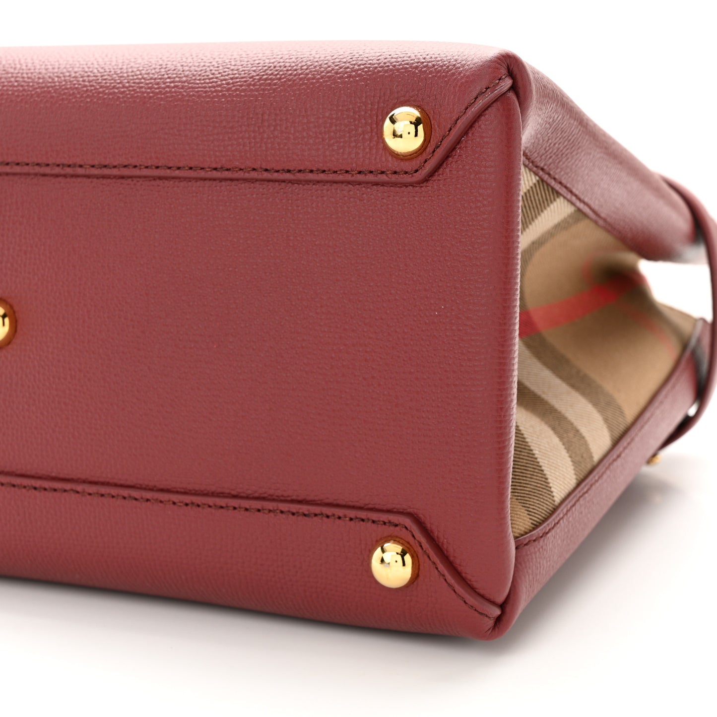 Grainy Calfskin House Check Medium Banner Tote Mahogany Red