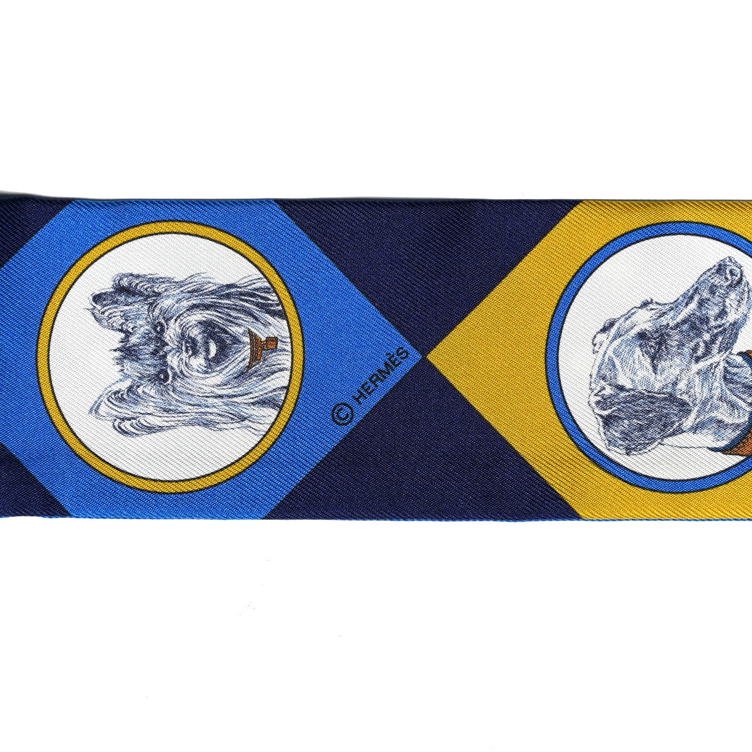Hermes Silk Colliers Et Chiens Twilly Blue Roy Gold Marine 3 of 4