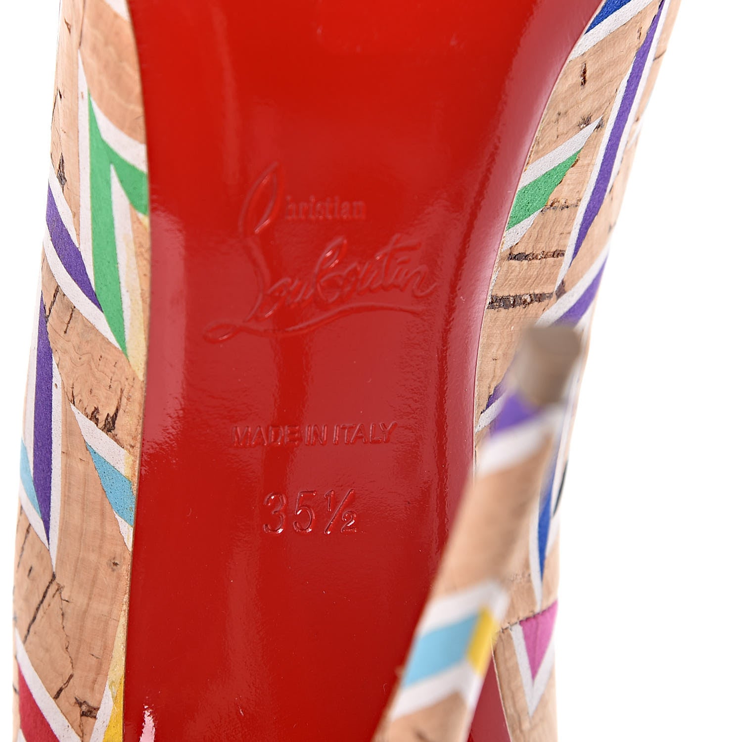 Christian Louboutin Cork Chevron Print So Kate 120 Pumps 35.5 Multicolor 6 of 14