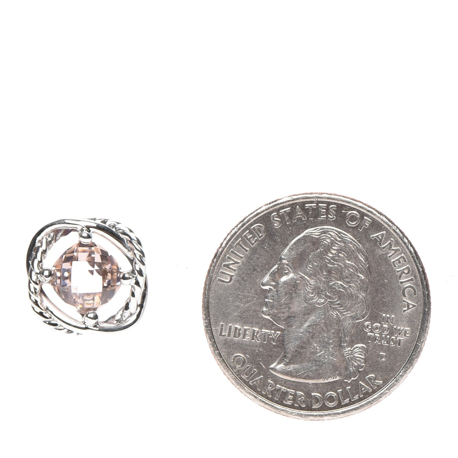 David Yurman Sterling Silver Morganite 7mm Infinity Earrings 2 of 5