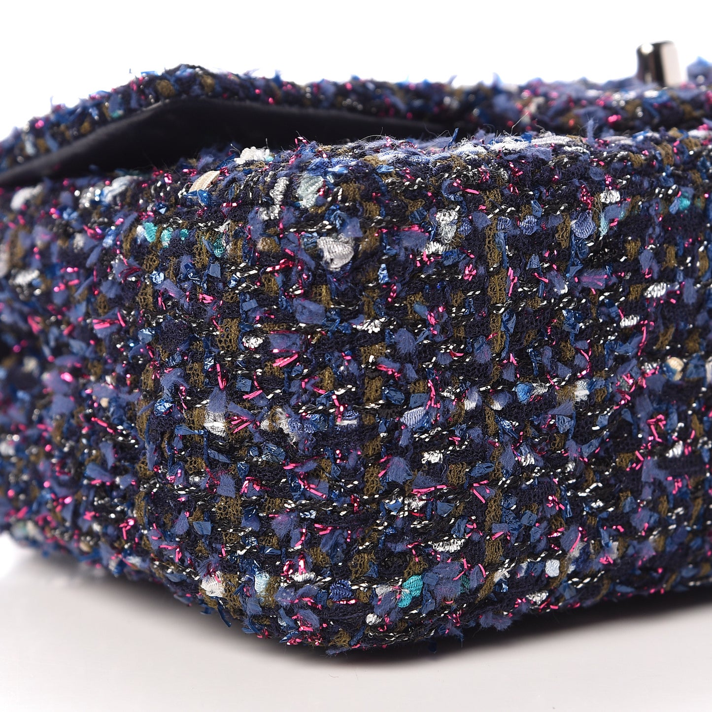 Tweed Quilted Mini Rectangular Flap Blue Purple Khaki Pink