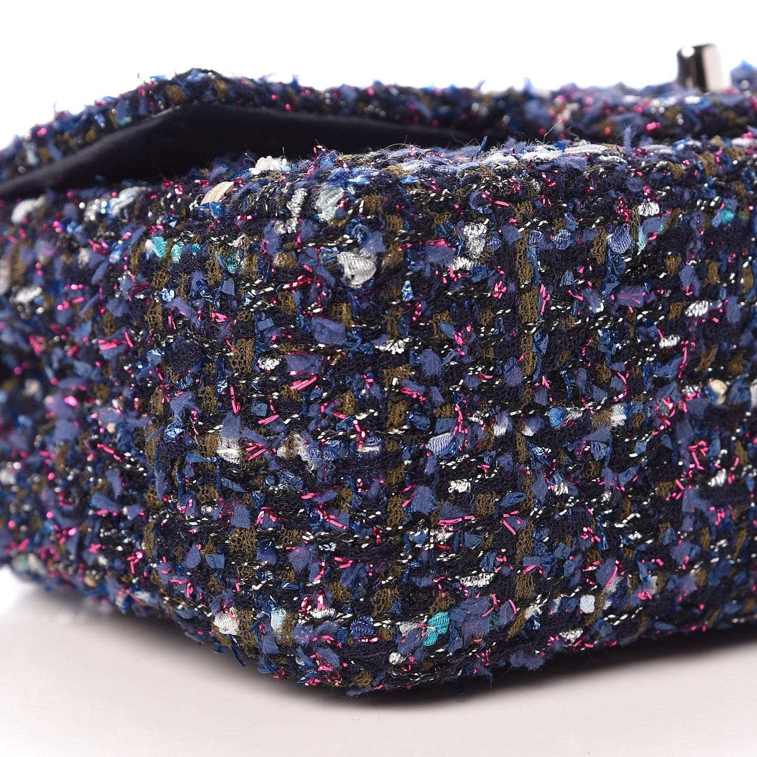 Chanel Tweed Quilted Mini Rectangular Flap Blue Purple Khaki Pink 10 of 13