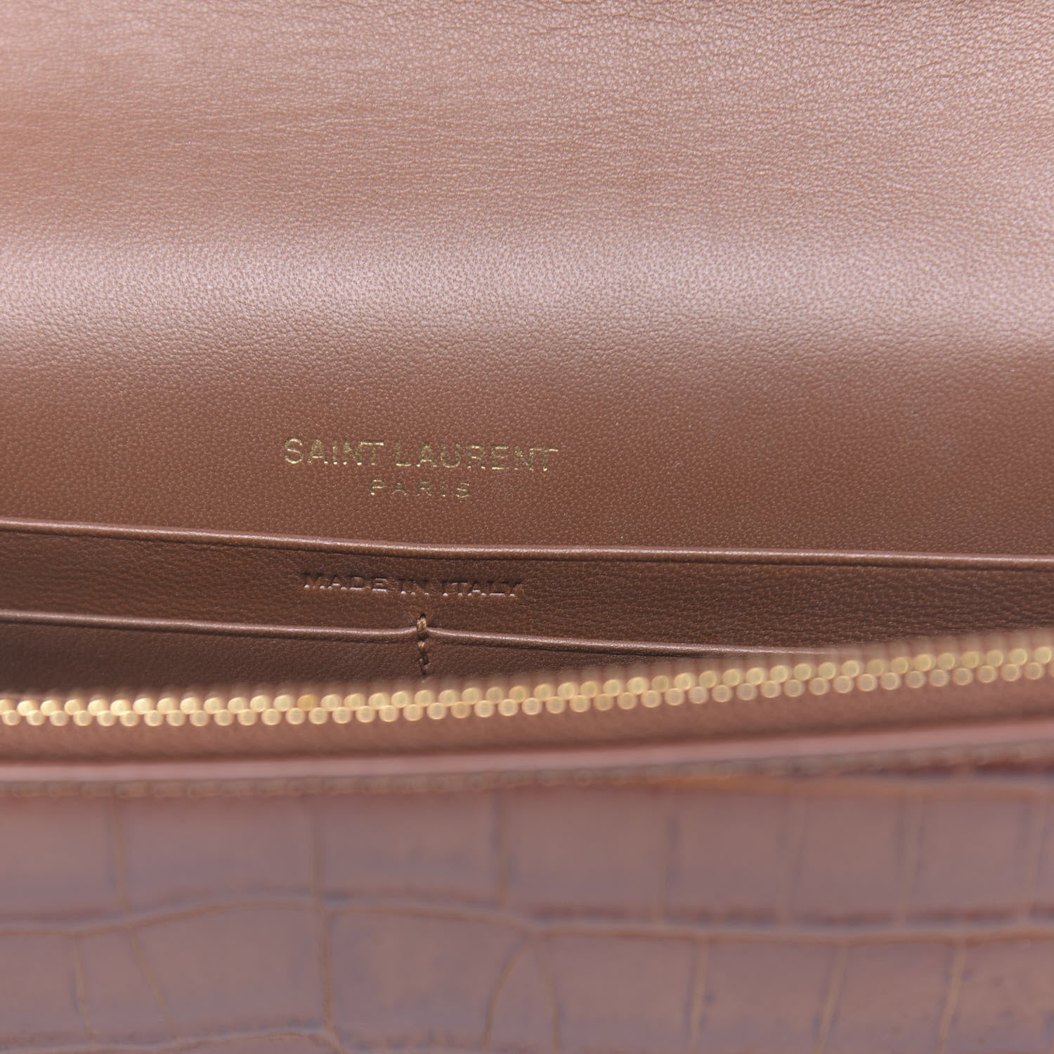 Saint Laurent Calfskin Crocodile Embossed Kate Monogram Tassel Chain Wallet Cuoio Tampona 6 of 10