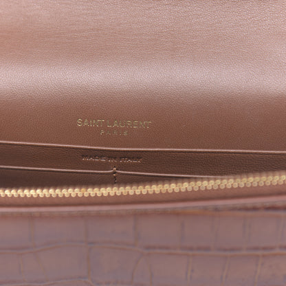 Saint Laurent Calfskin Crocodile Embossed Kate Monogram Tassel Chain Wallet Cuoio Tampona 6 of 10