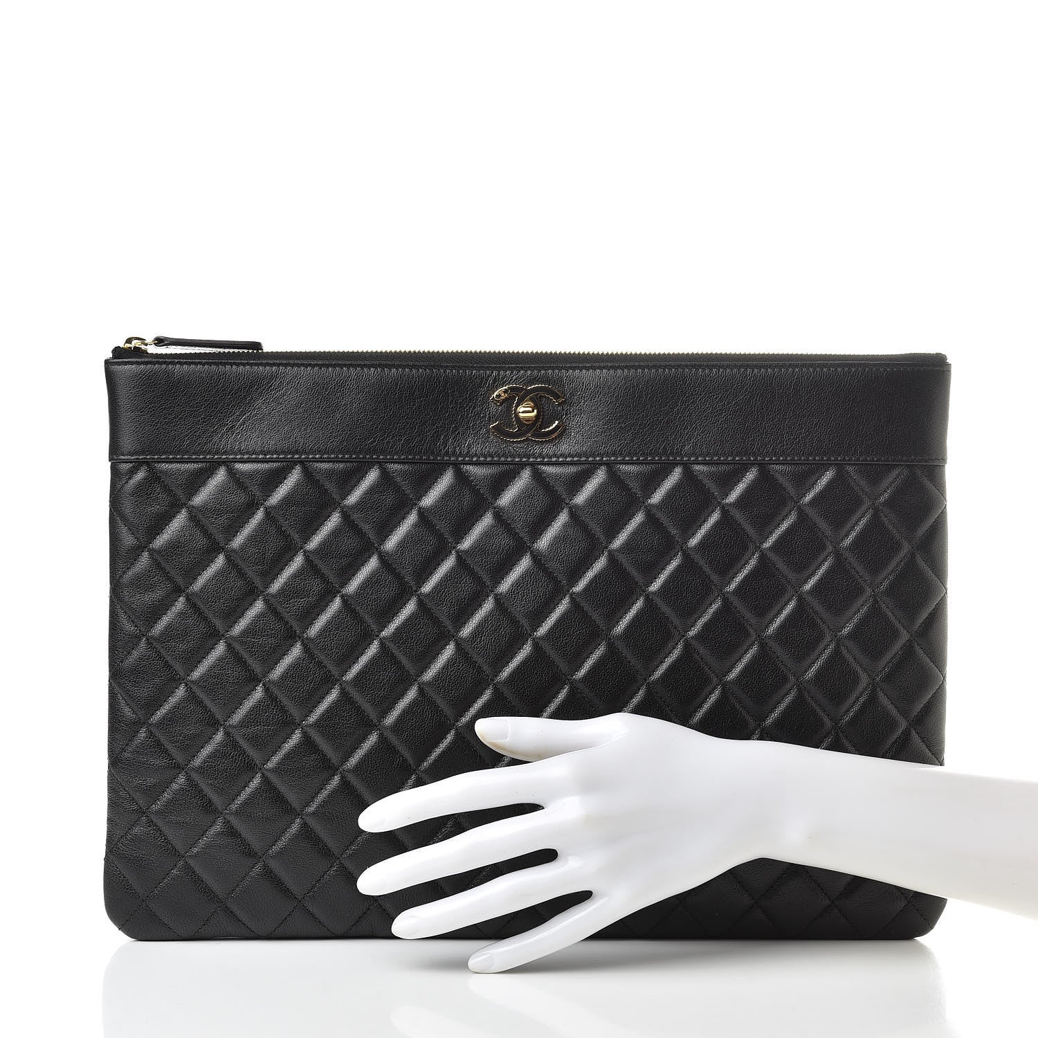 Chanel Lambskin Quilted Large Vintage Mademoiselle Cosmetic Case Black 2 of 7