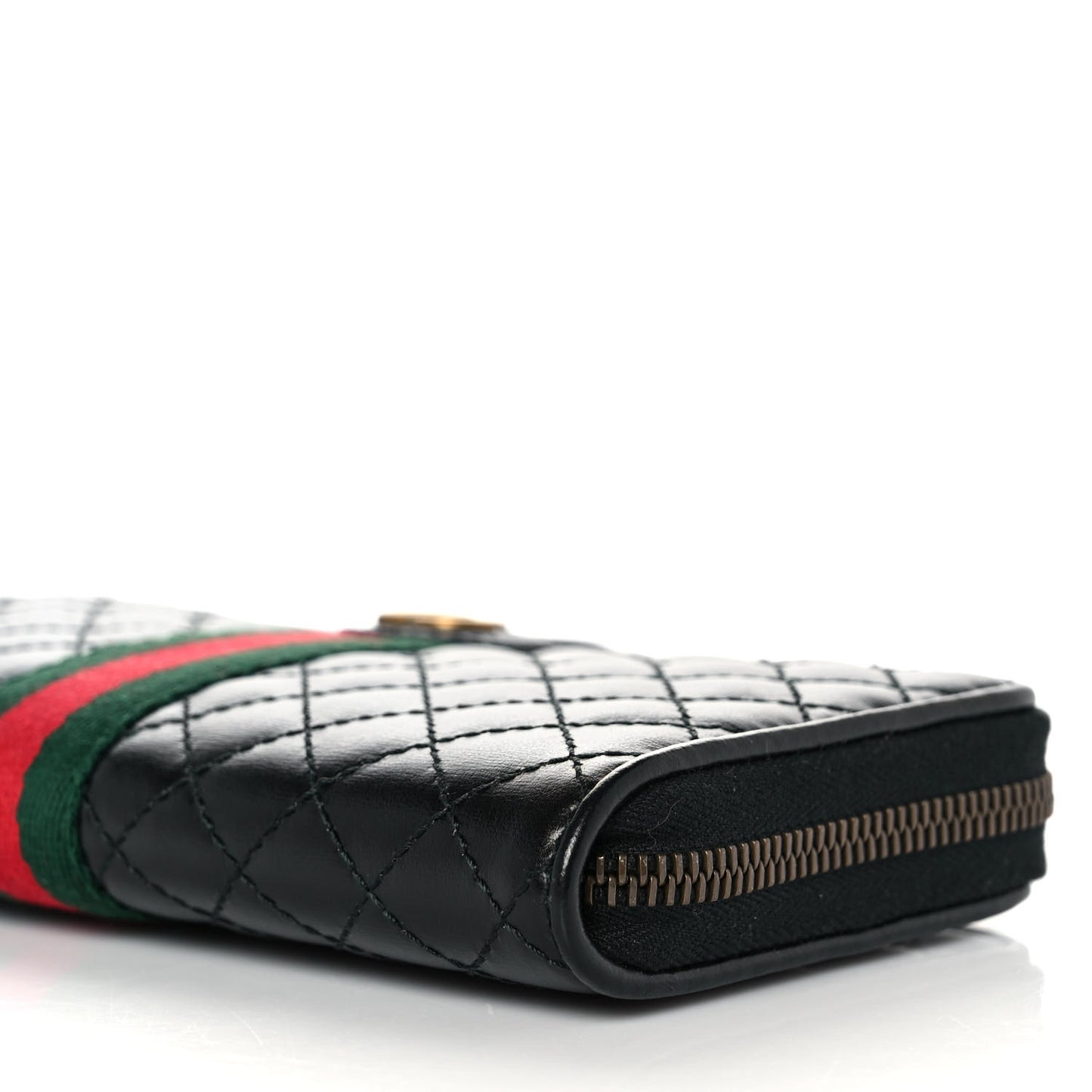 Calfskin Web Trapuntata GG Zip Around Wallet Black