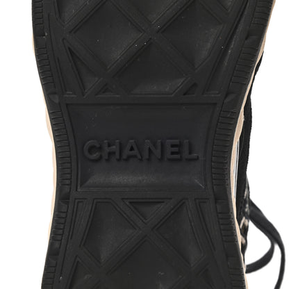 Chanel Suede Calfskin Embroidered CC Sneakers 39 Black Beige 6 of 9