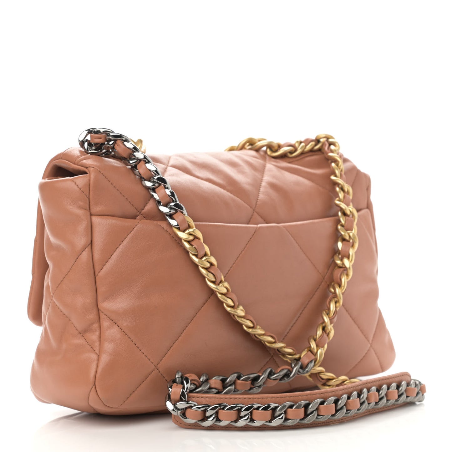 Lambskin Quilted Large Chanel 19 Flap Brown