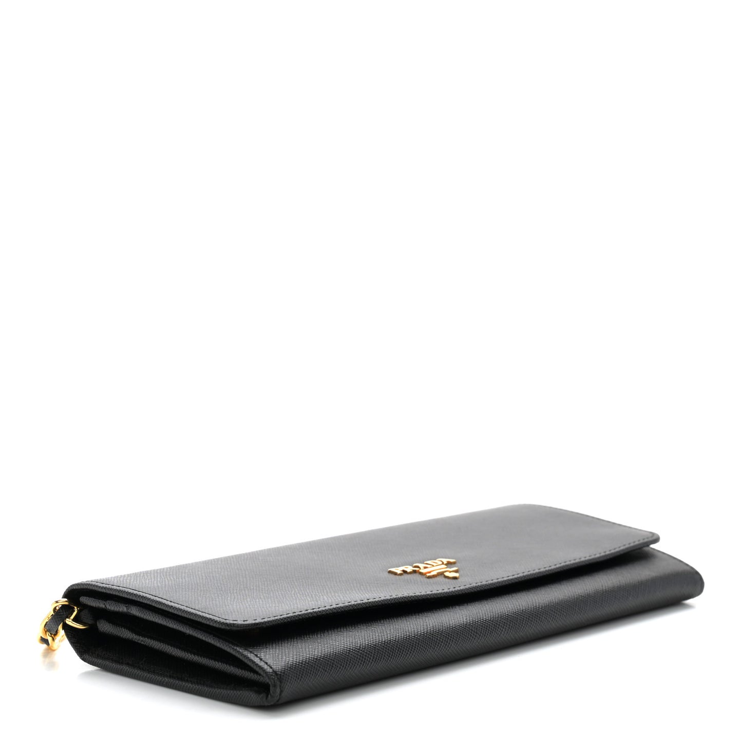 Saffiano Metal Oro Chain Wallet Black