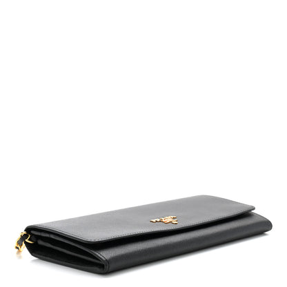 Prada Saffiano Metal Oro Chain Wallet Black 4 of 10