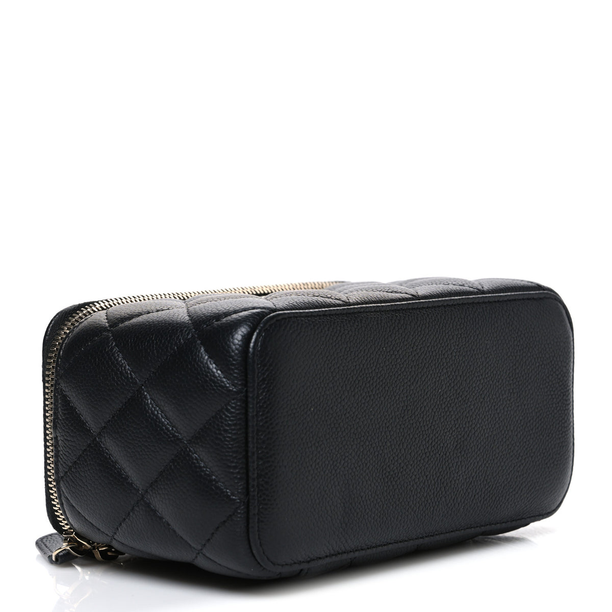 Caviar Quilted Small Tiny CC Vanity Case With Chain  Black