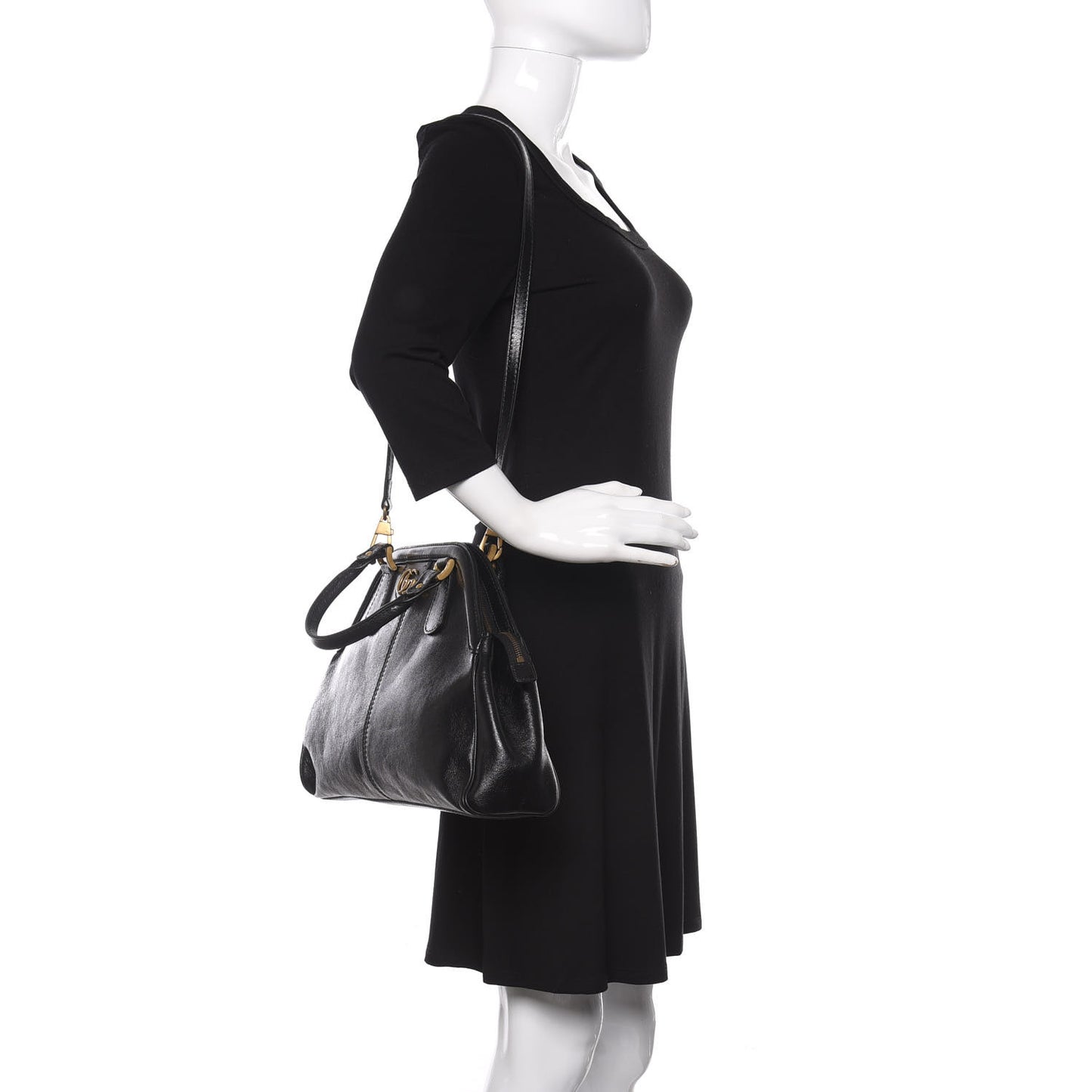 Calfskin Medium Re(Belle) Top Handle Bag Black