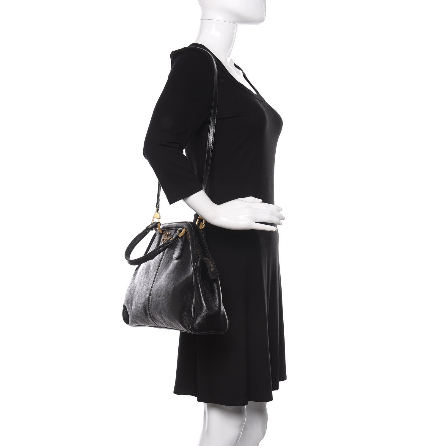Gucci Calfskin Medium Re(Belle) Top Handle Bag Black 2 of 11