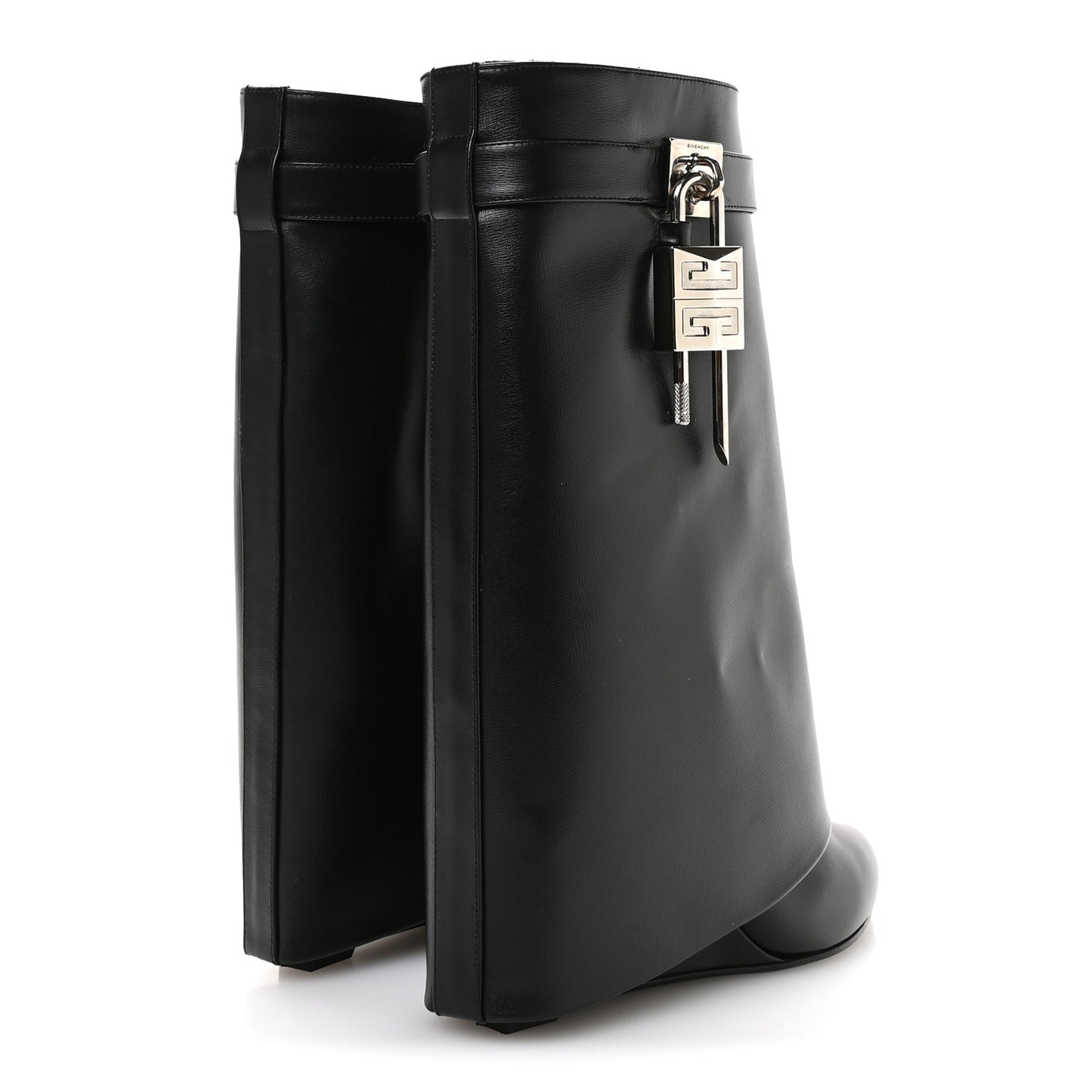 Calfskin Shark Lock Ankle Boots 39.5 Black