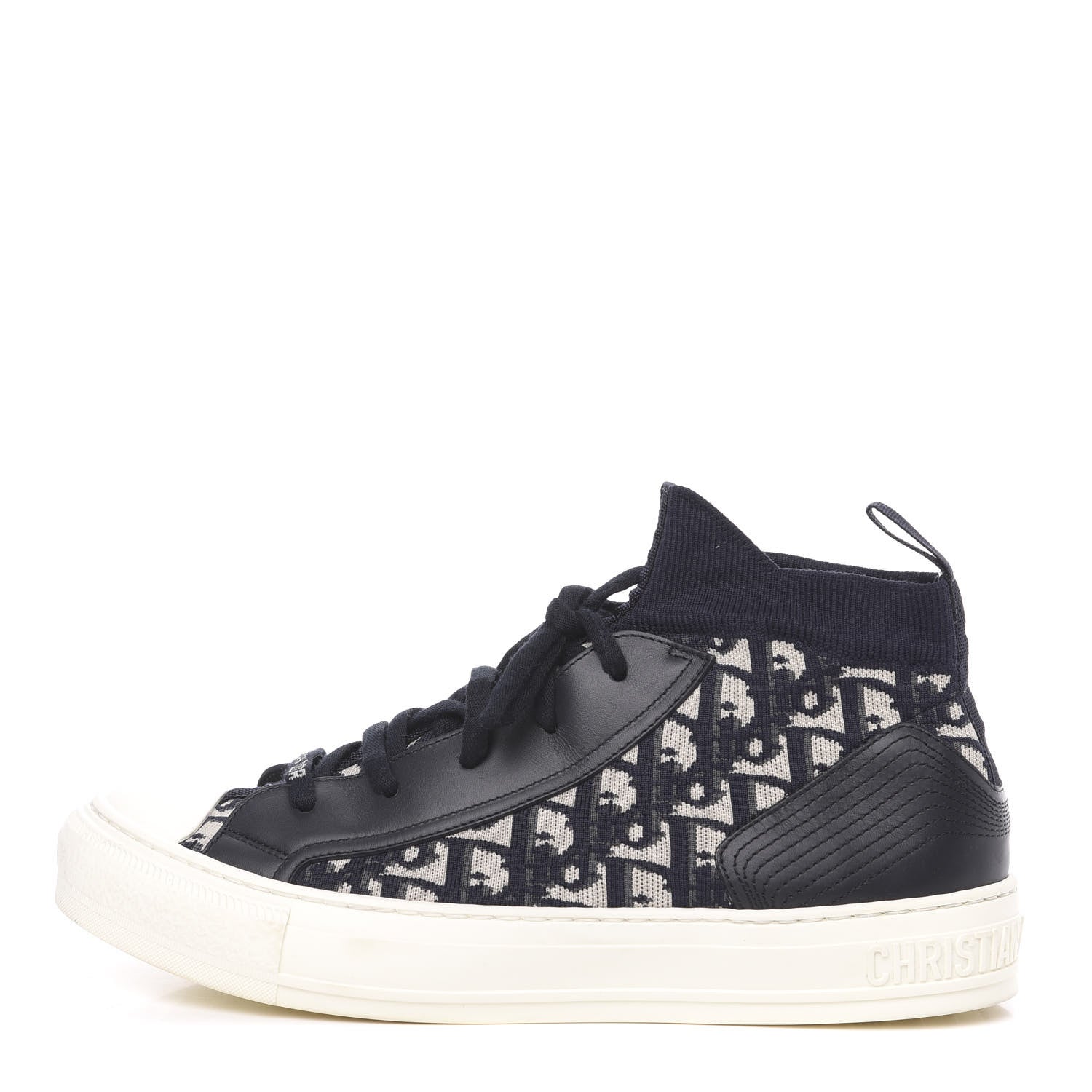 Christian Dior Technical Knit Calfskin Oblique Womens Walk'n Dior Mid Top Sneakers 41 Deep Blue 1 of 9