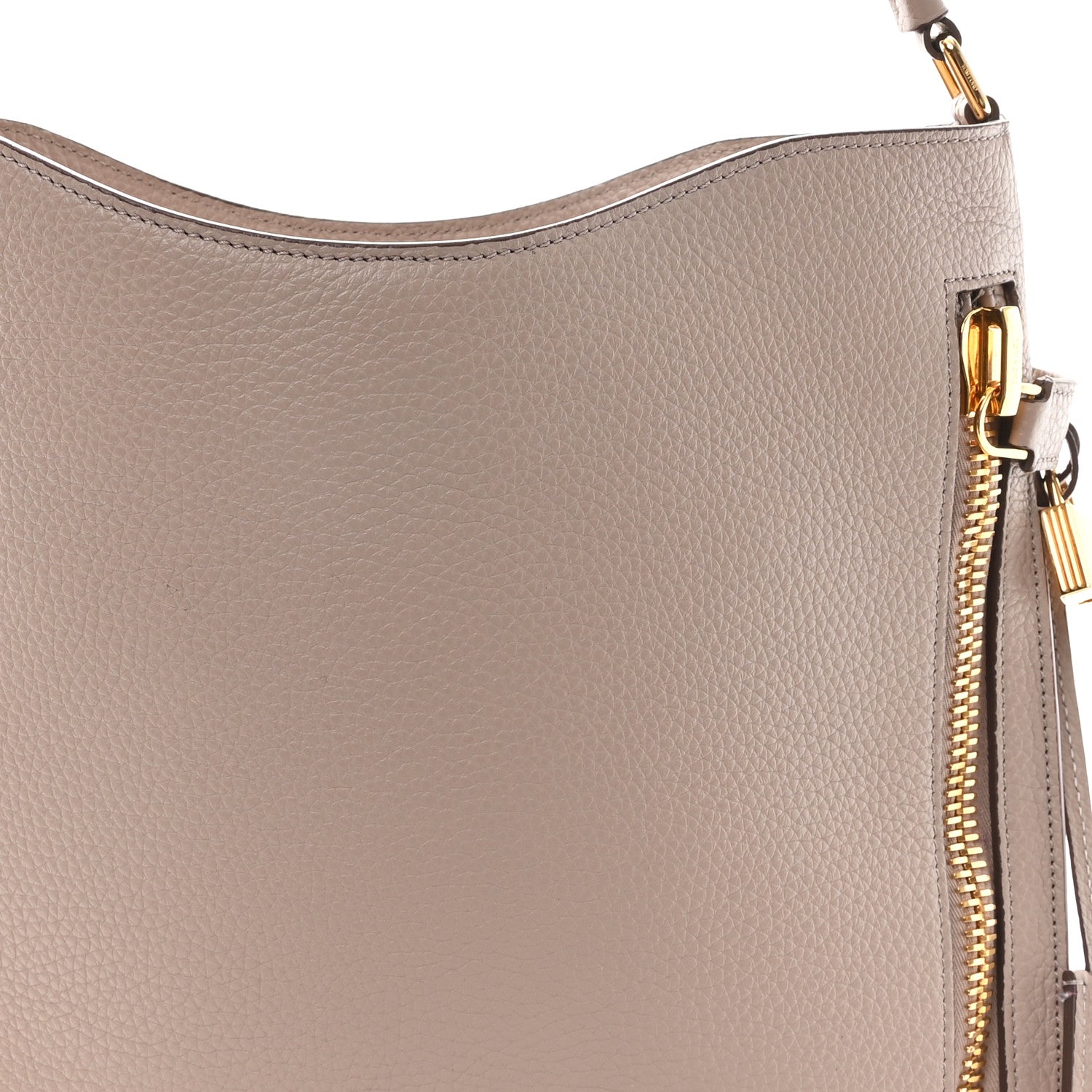 Tom Ford Pebbled Calfskin Small Alix Padlock Zip Hobo Bag Beige 8 of 11