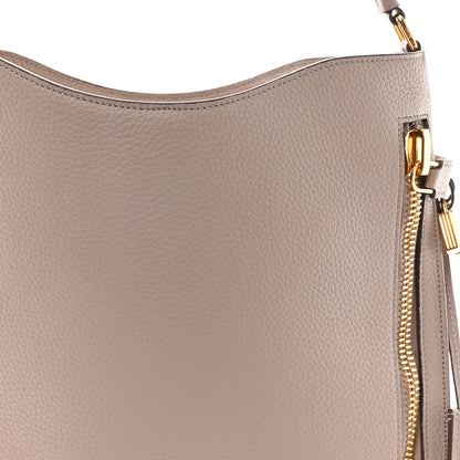 Tom Ford Pebbled Calfskin Small Alix Padlock Zip Hobo Bag Beige 8 of 11