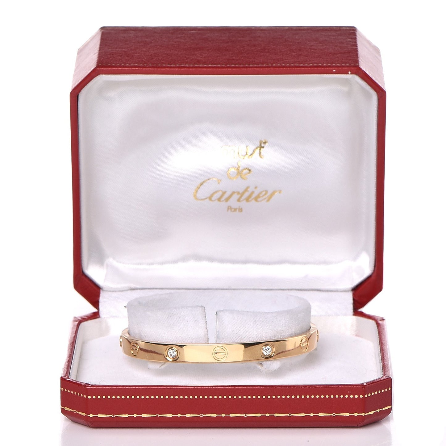18K Yellow Gold 4 Diamond LOVE Bracelet 17