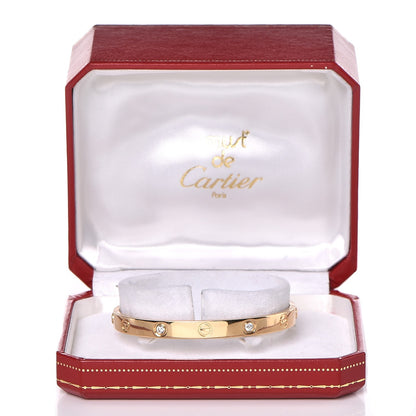Cartier 18K Yellow Gold 4 Diamond LOVE Bracelet 17 7 of 7