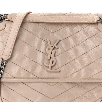 Saint Laurent Crinkled Calfskin Matelasse Monogram Medium Niki Chain Satchel Light Natural 8 of 10