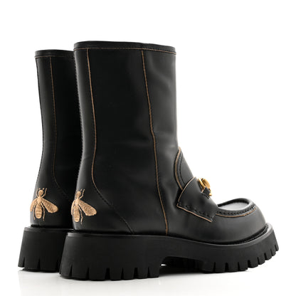 Gucci Cordovan Lux Womens Harald Horsebit 25mm Platform Boots 37.5 Black 4 of 10