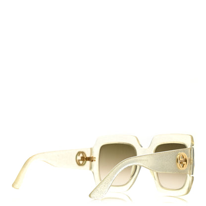 Gucci Glitter Acetate Square Frame Sunglasses GG0053S Silver 4 of 7